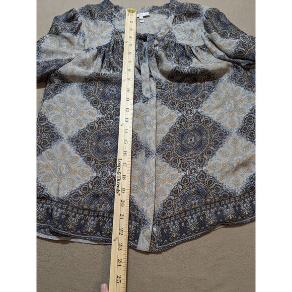 Joie Hartford Tie Neck 3/4 Sleeve Top Blouse in Multi-Color Medallion Silk Sz M - Picture 11 of 11